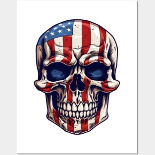 4th of July Holiday Patriotic American Skull Posters and Art